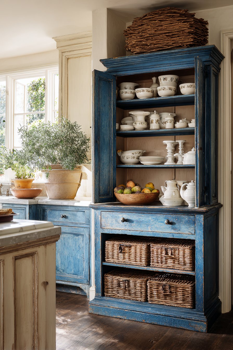 Floor-to-Ceiling Blue Hutch Storage