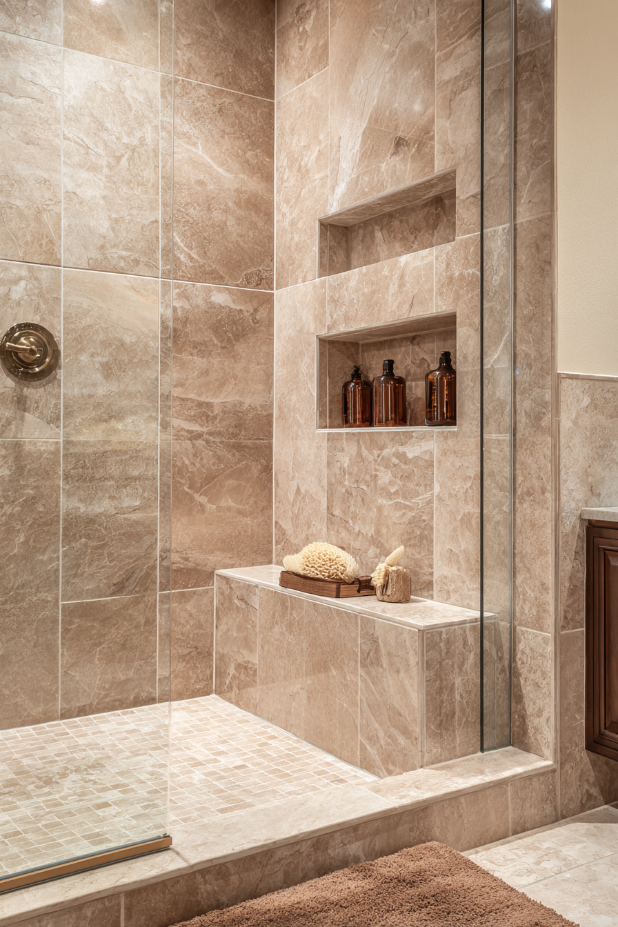 Sandy Beige Porcelain Elegance with Matte Gold Luxury