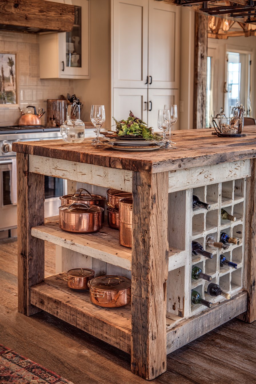 Statement Reclaimed Wood Island Kitchen