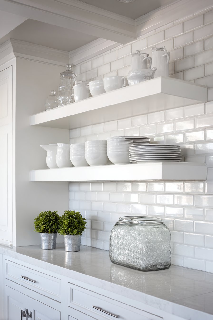 Open Shelving Display with Functional Artistry