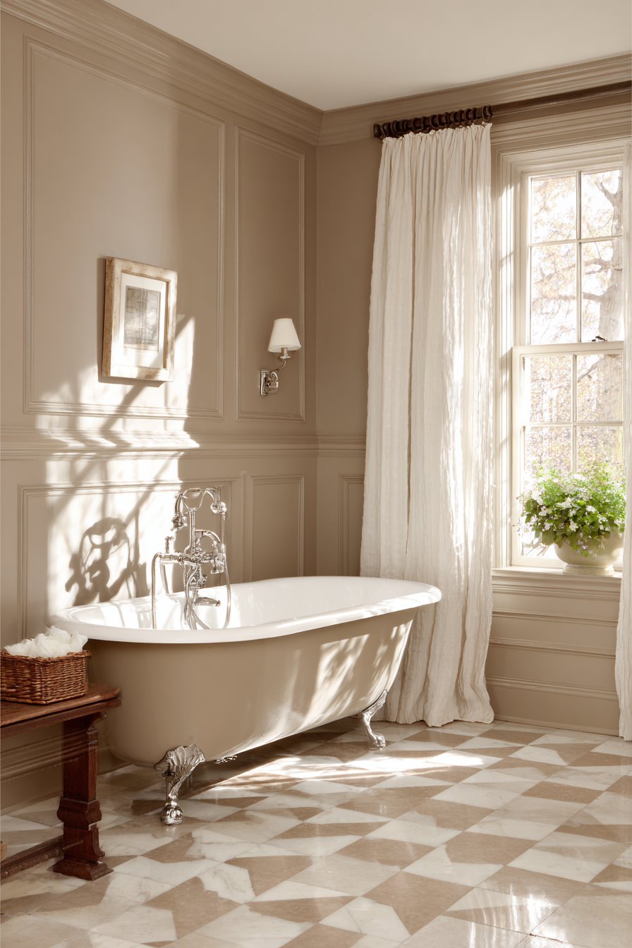 Transitional Clawfoot Tub Bathroom with Classic Elements