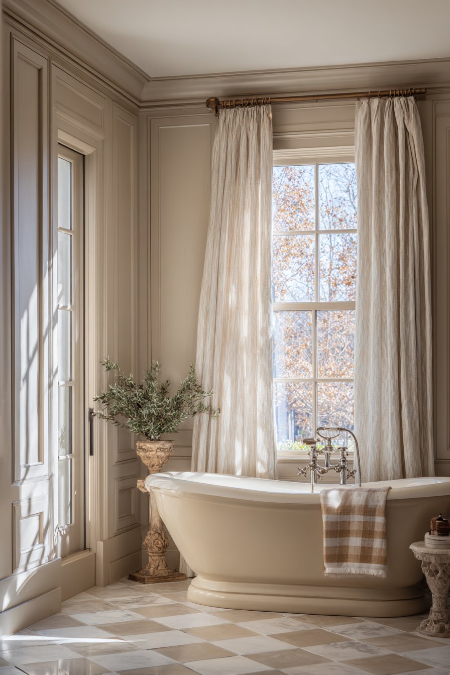 Transitional Clawfoot Tub Bathroom with Classic Elements