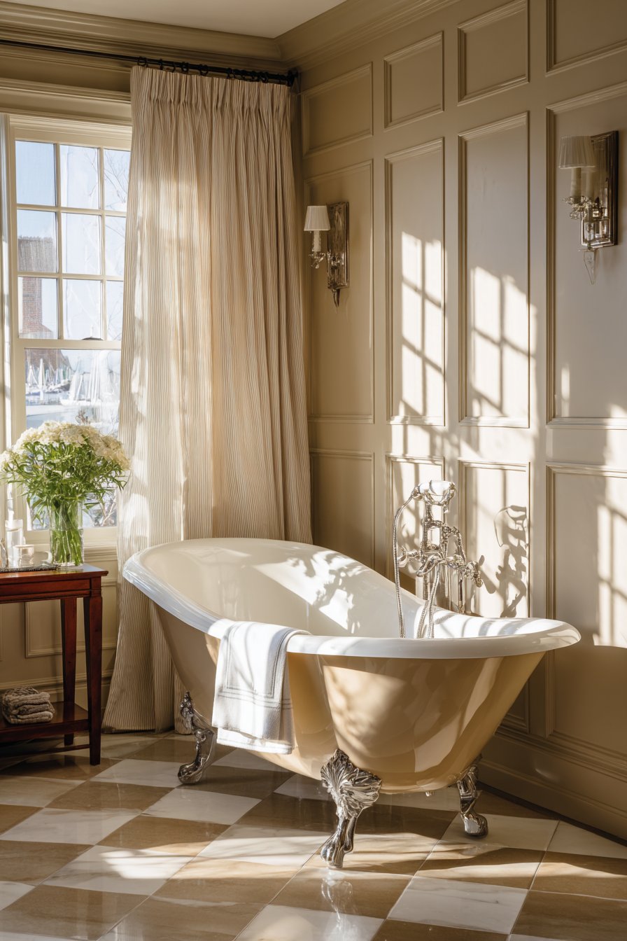 Transitional Clawfoot Tub Bathroom with Classic Elements