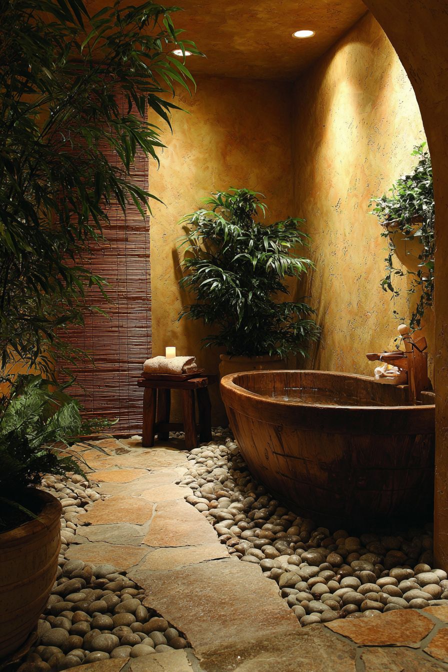 Japanese-Inspired Soaking Tub with Zen Elements