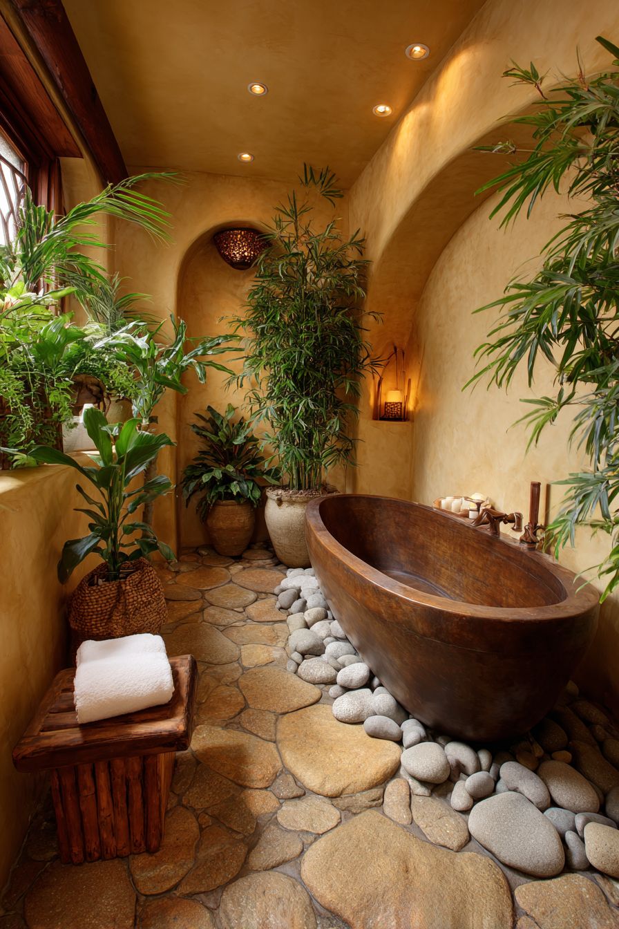 Japanese-Inspired Soaking Tub with Zen Elements