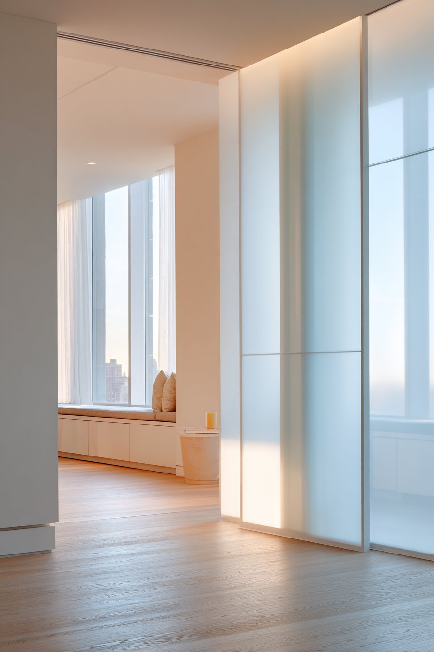 Scandinavian Sliding Frosted Glass Panels: Minimalist Flexibility and Nordic Calm