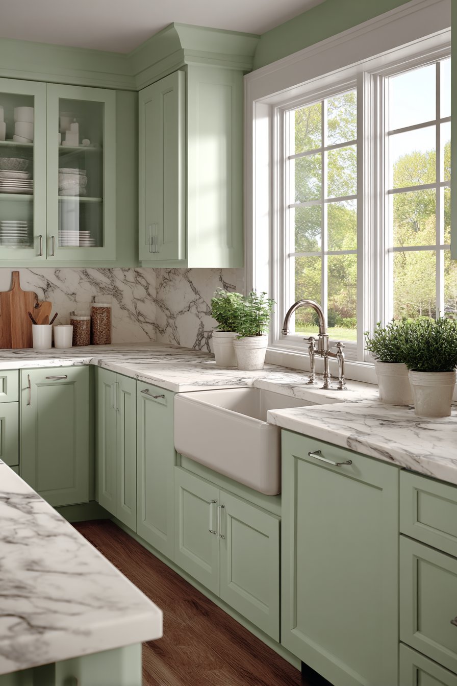 Mint Green Farmhouse Sink as Kitchen Centerpiece