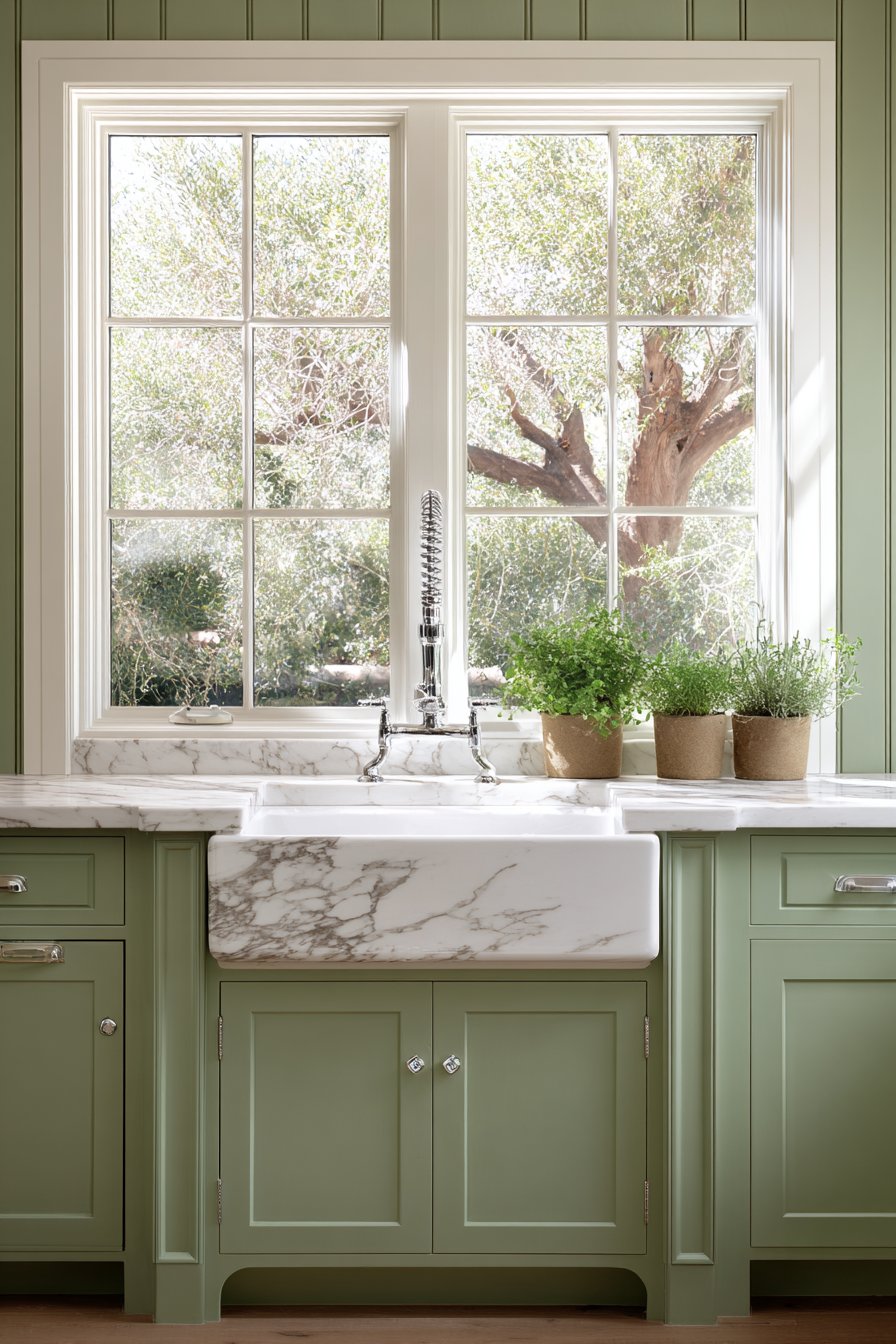 Mint Green Farmhouse Sink as Kitchen Centerpiece