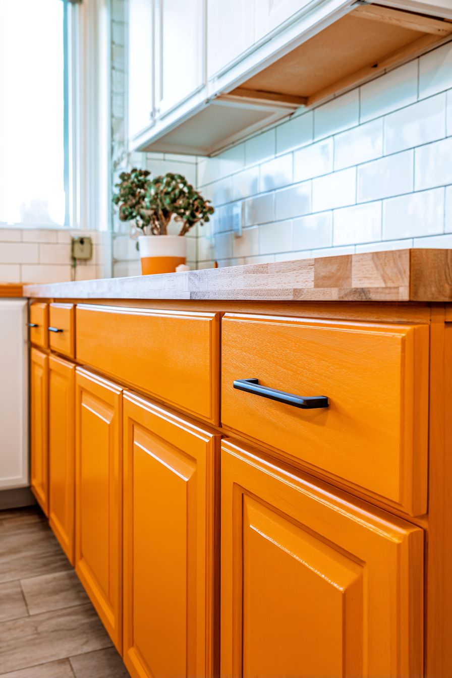 Two-Tone Cabinetry in Burnt Orange and White