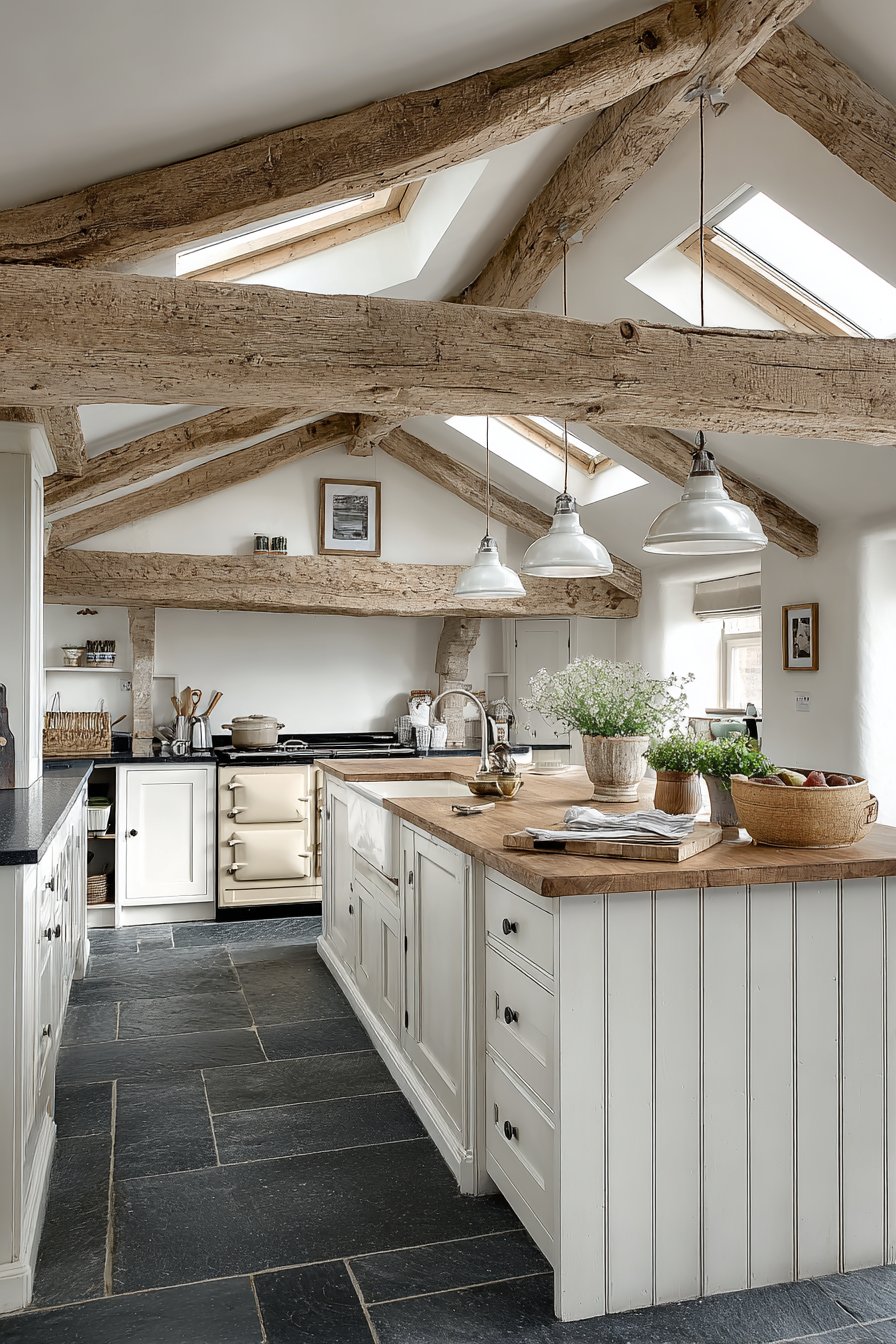 Cathedral Ceiling with Rustic Beams