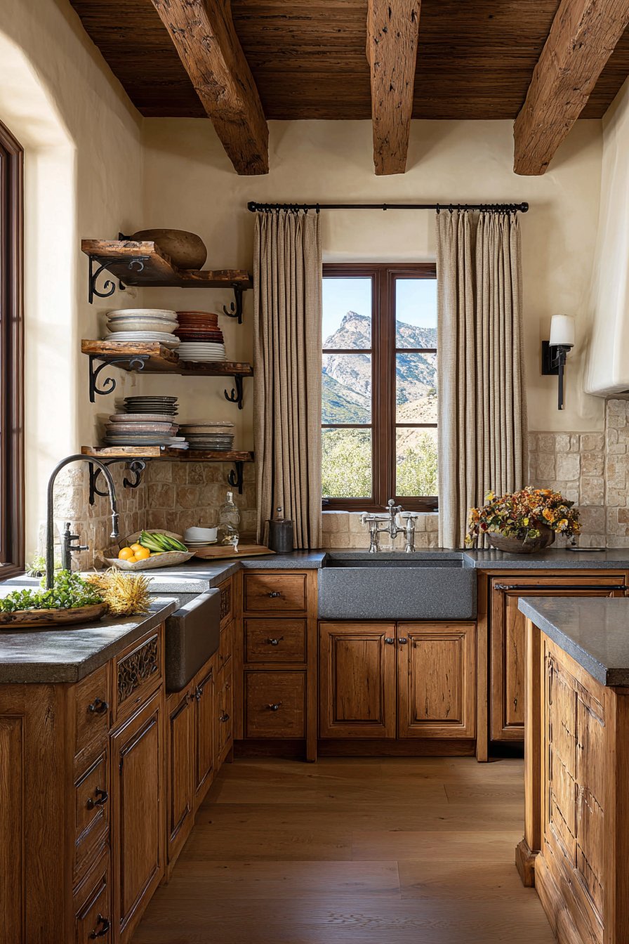 Rustic Character with Burlap Cafe Curtains