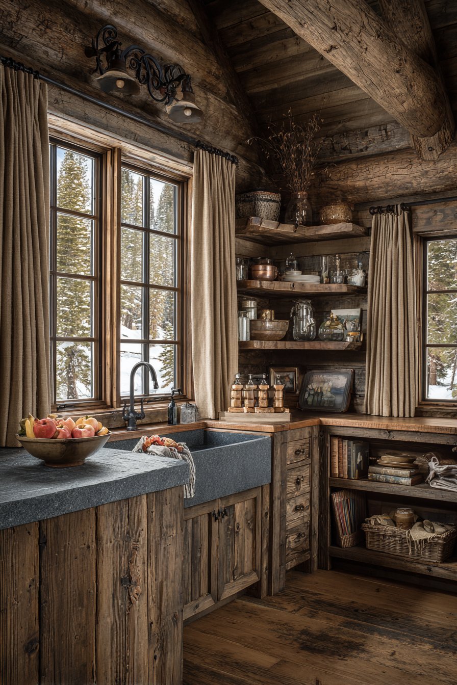 Rustic Character with Burlap Cafe Curtains