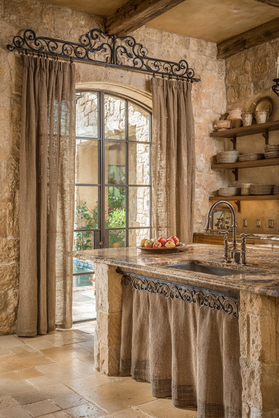 Rustic Character with Burlap Cafe Curtains