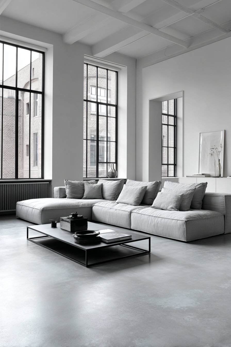Floating Modular Sofa on Industrial Floors