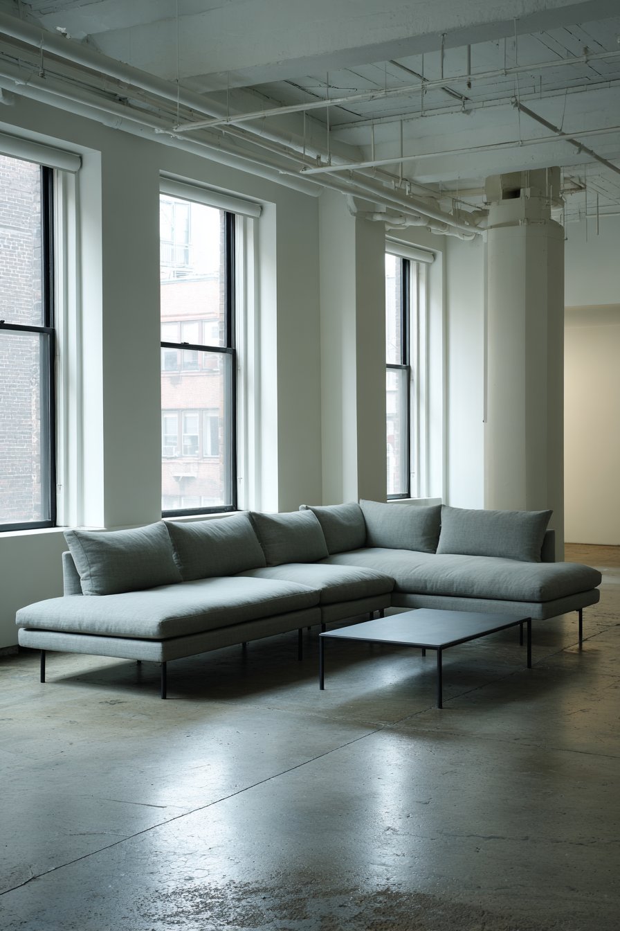 Floating Modular Sofa on Industrial Floors