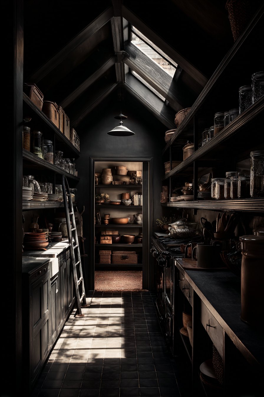 Dramatic Pantry with Skylight Illumination
