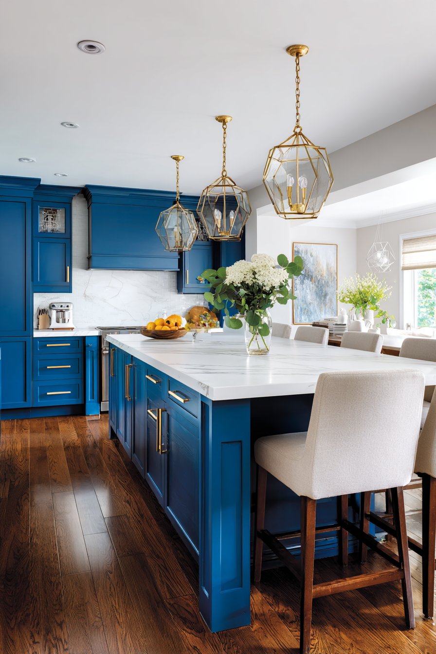 Bold Royal Blue Statement with White Island Contrast