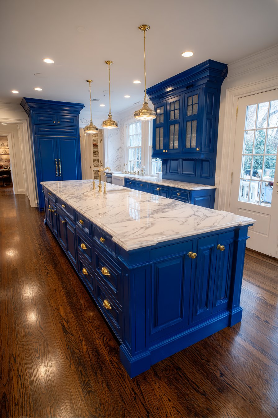 Bold Royal Blue Statement with White Island Contrast
