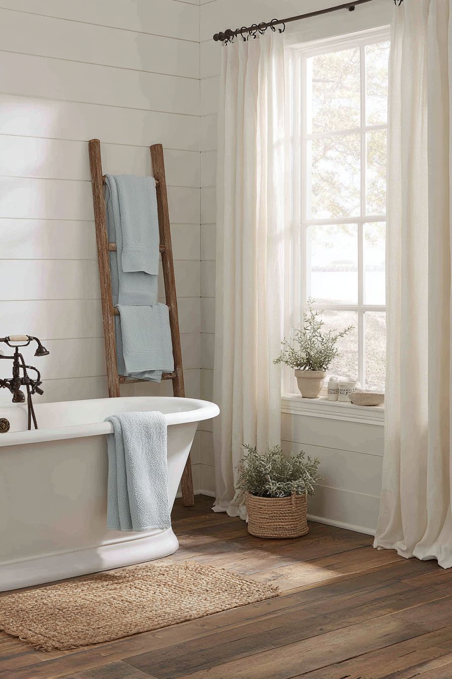 Farmhouse Charm with Shiplap and Cast Iron Tub