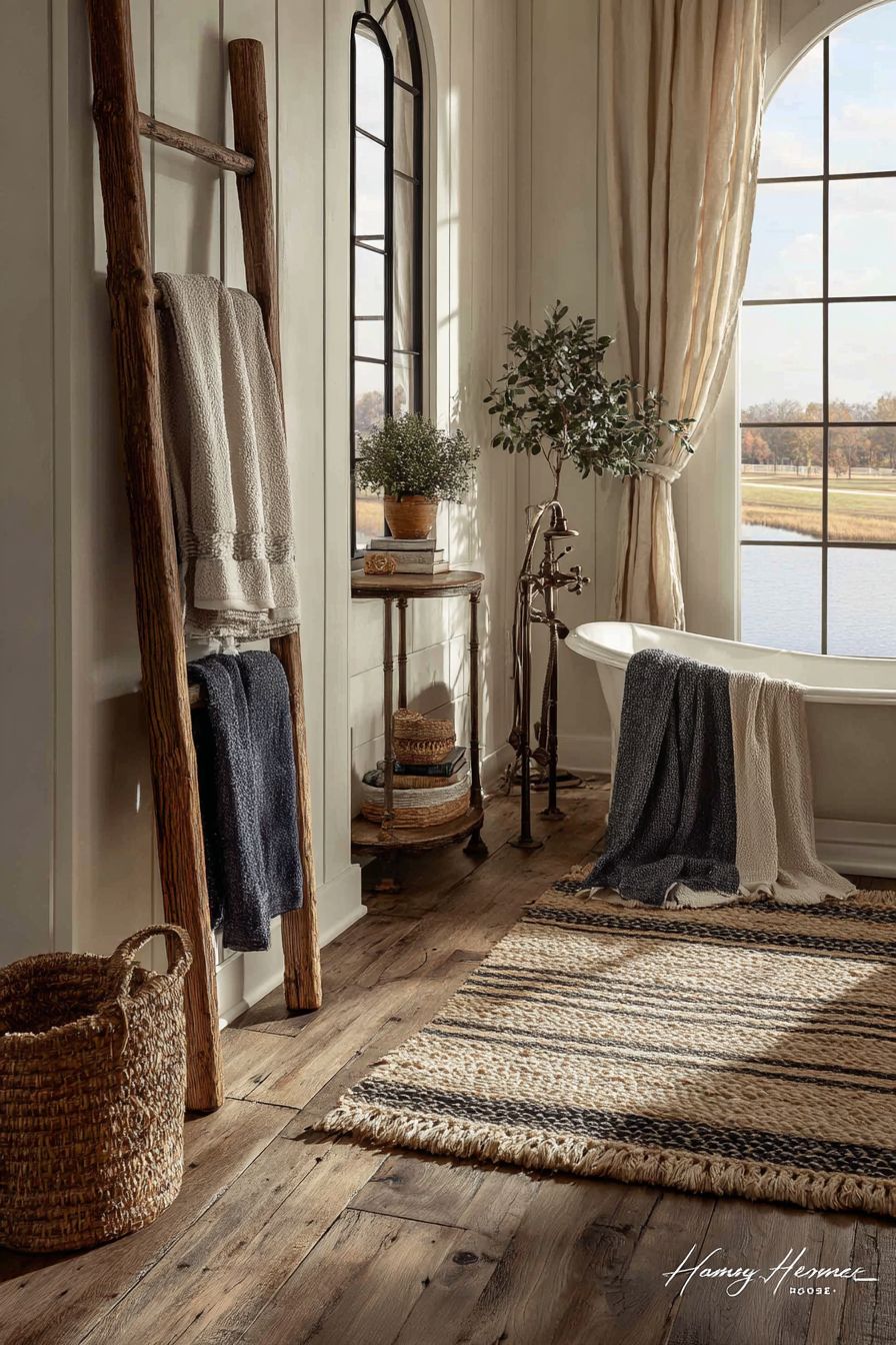 Farmhouse Charm with Shiplap and Cast Iron Tub