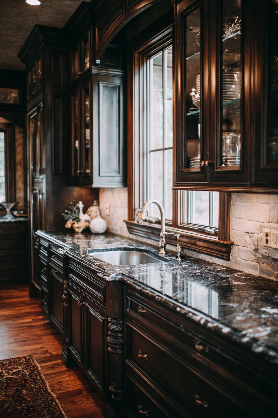 Traditional Elegance with Cherry Wood Mahogany Cabinets