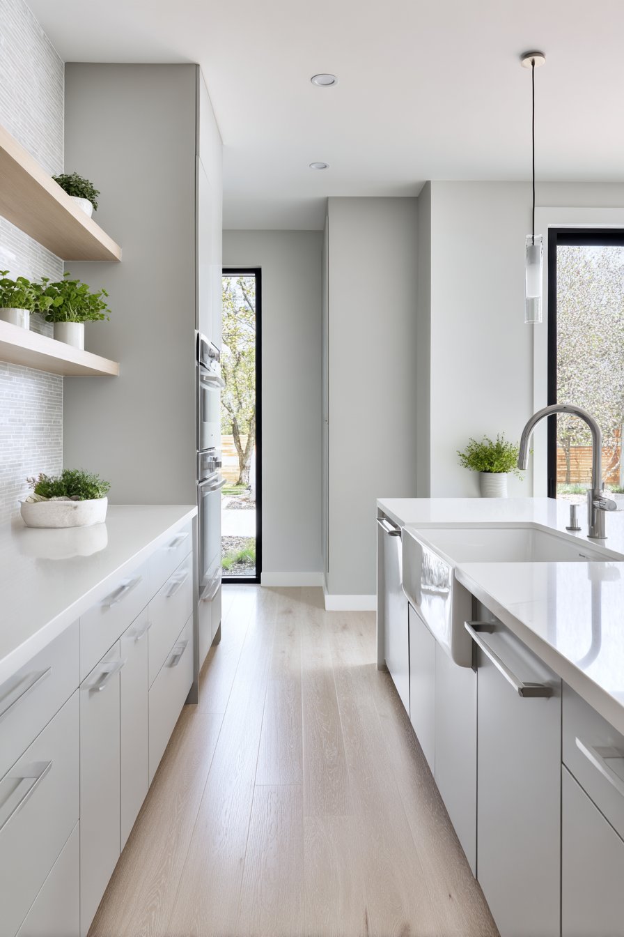 Scandinavian Simplicity in Pale Grey and Natural Wood