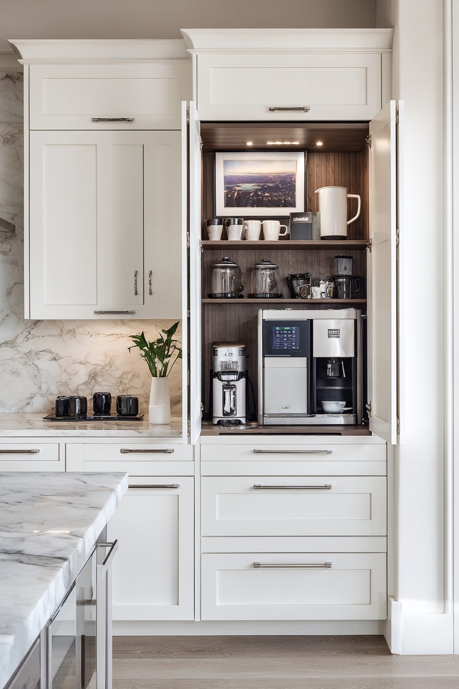 The Organized Storage Wall with Hidden Appliance Command Center