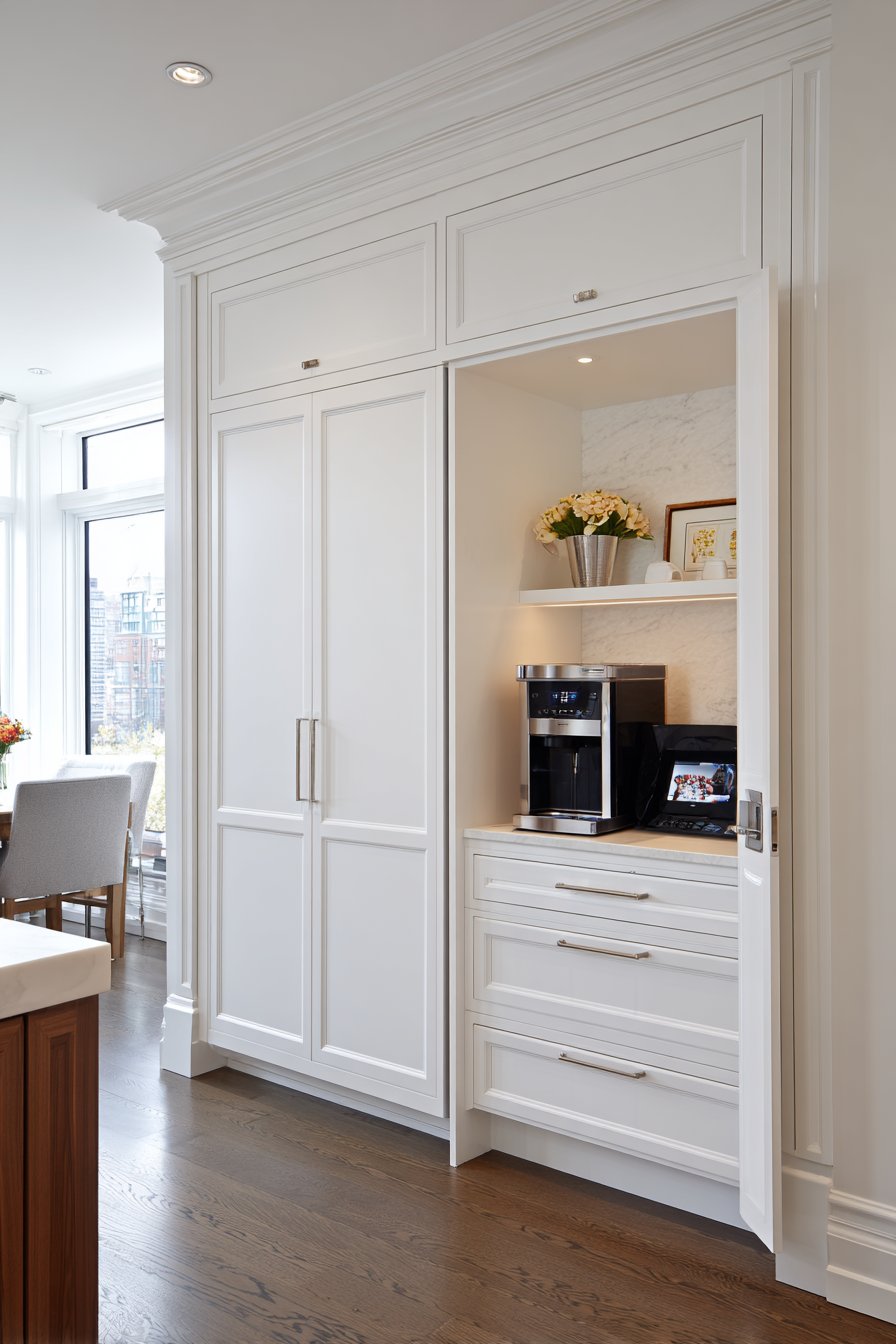 The Organized Storage Wall with Hidden Appliance Command Center