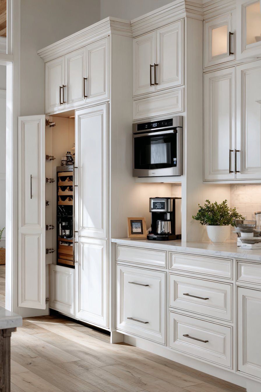 The Organized Storage Wall with Hidden Appliance Command Center