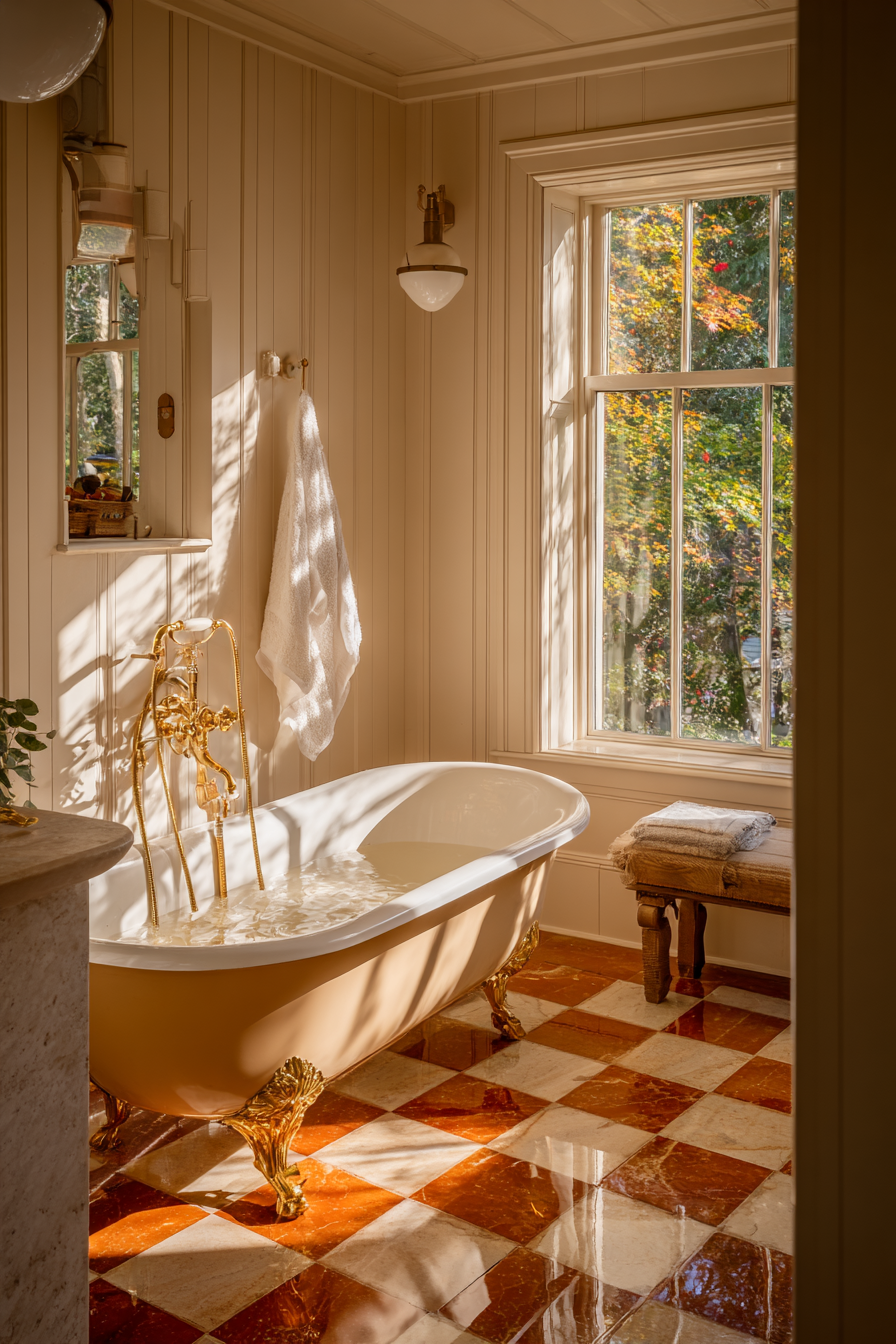 Classic Clawfoot Tub with Tongue-and-Groove Paneling