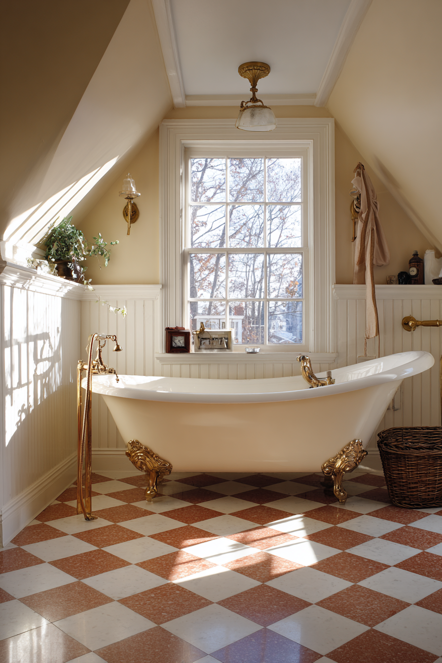 Classic Clawfoot Tub with Tongue-and-Groove Paneling