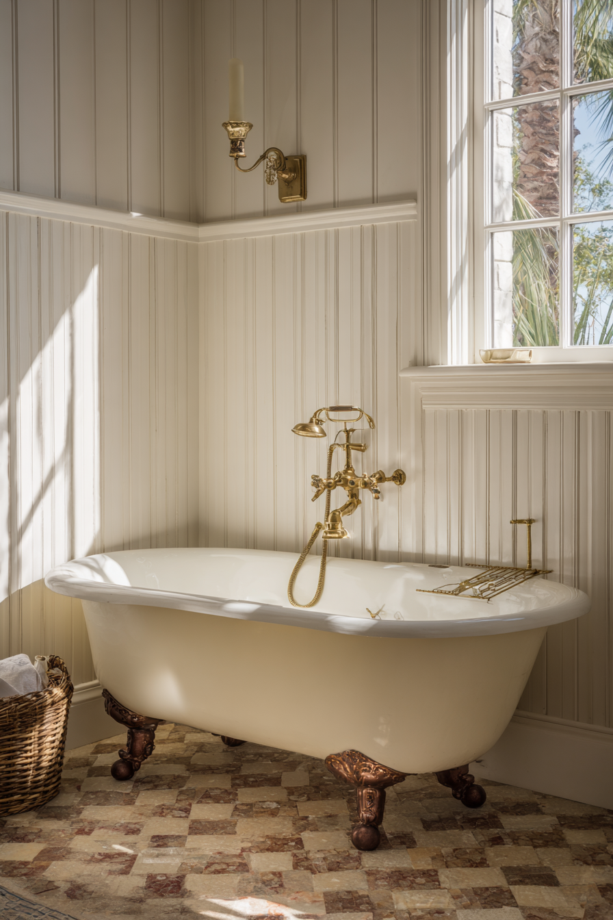 Classic Clawfoot Tub with Tongue-and-Groove Paneling