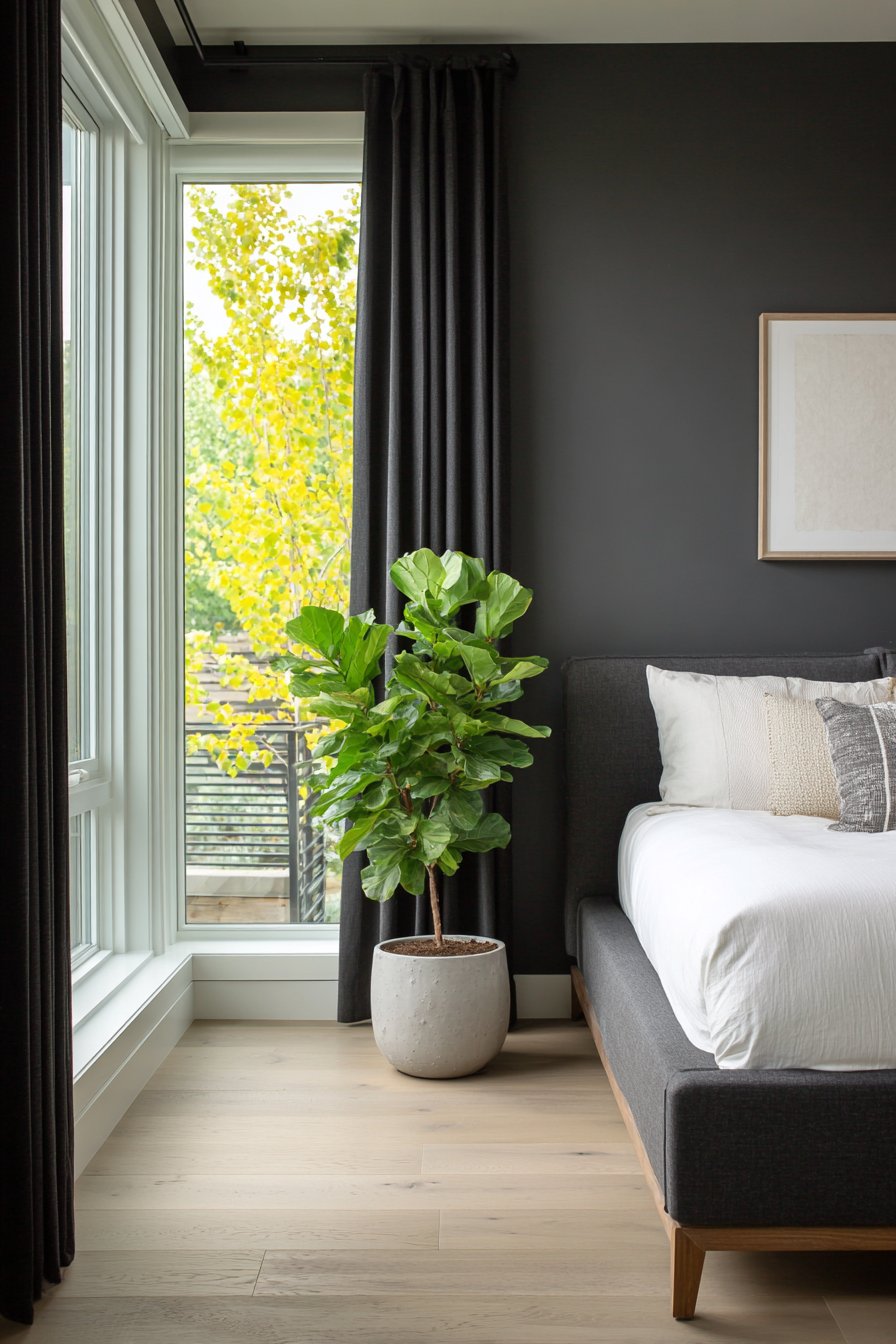 Scandinavian Minimalist Dark Bedroom