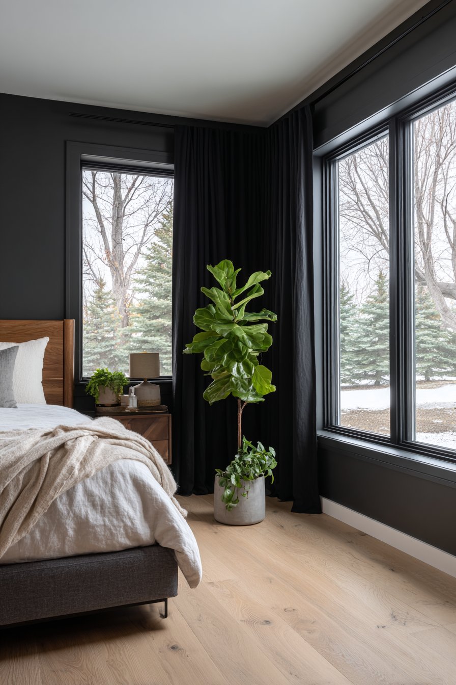 Scandinavian Minimalist Dark Bedroom