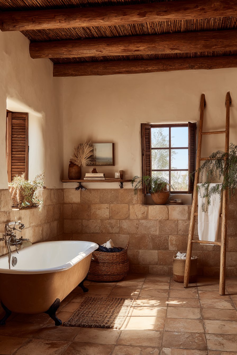 Clawfoot Tub with Sandstone-Look Tiles