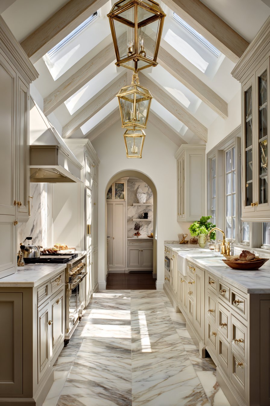 Grand Kitchen with Vaulted Ceiling Drama