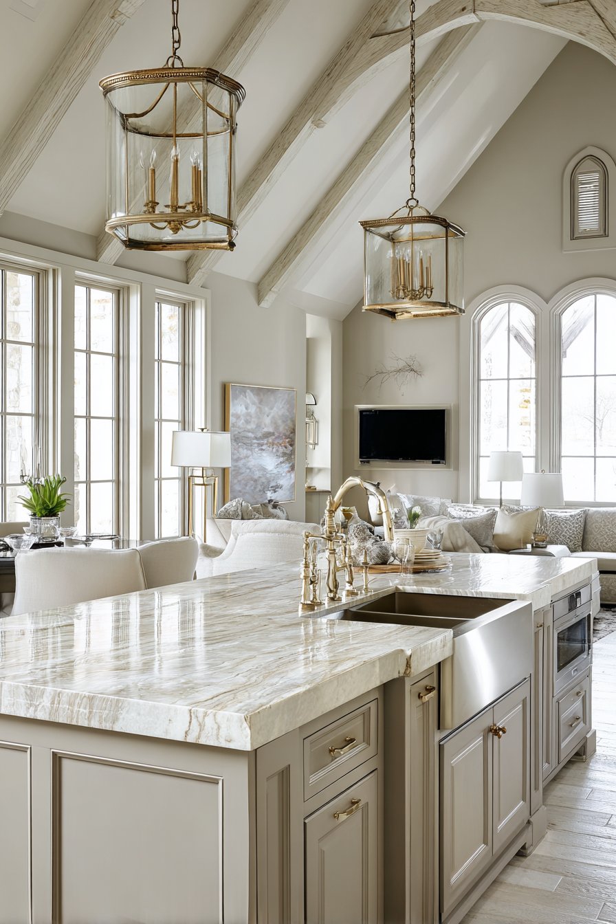 Grand Kitchen with Vaulted Ceiling Drama
