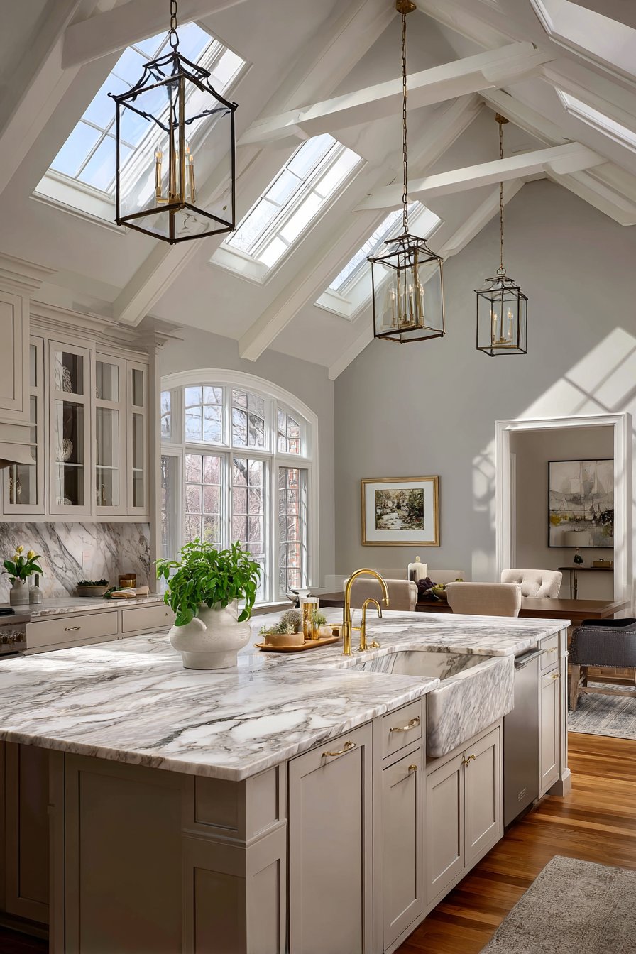 Grand Kitchen with Vaulted Ceiling Drama