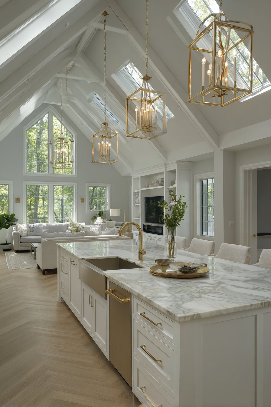 Grand Kitchen with Vaulted Ceiling Drama