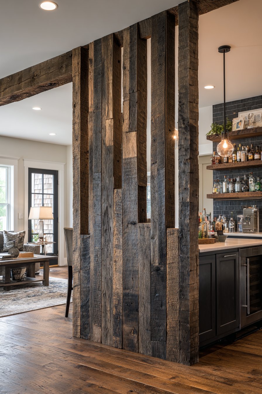 Reclaimed Barn Wood Vertical Partition: Rustic Character with Sustainable Style