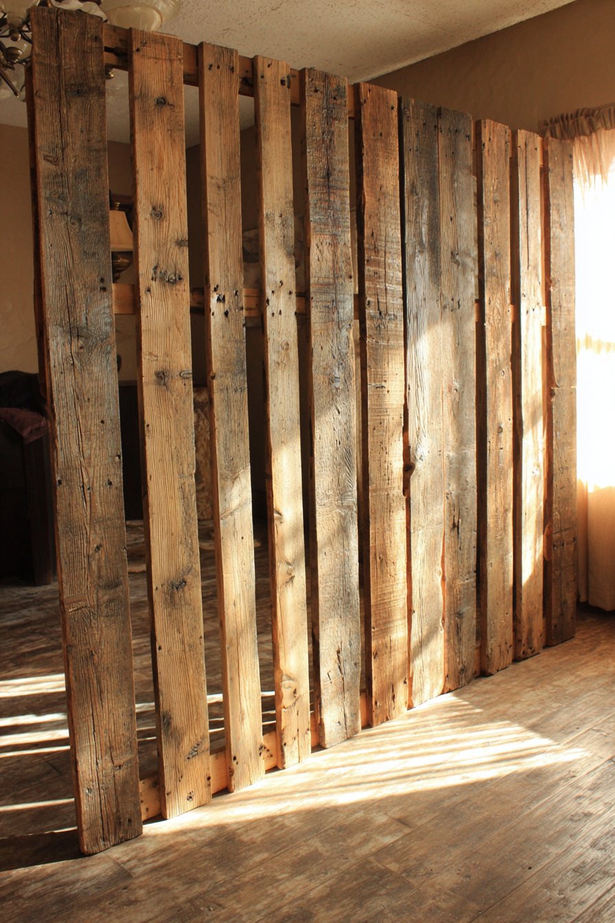 Reclaimed Barn Wood Vertical Partition: Rustic Character with Sustainable Style