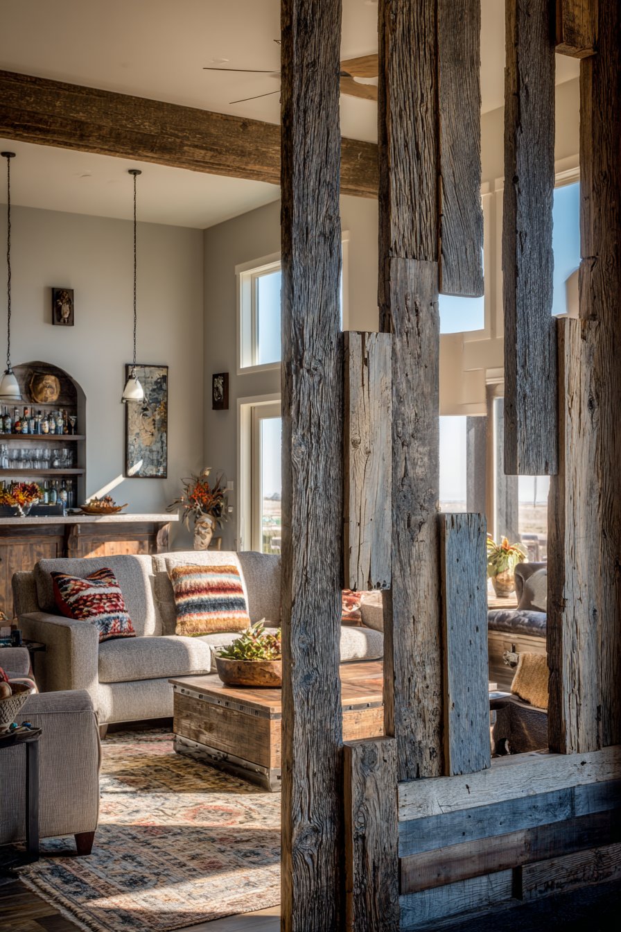 Reclaimed Barn Wood Vertical Partition: Rustic Character with Sustainable Style