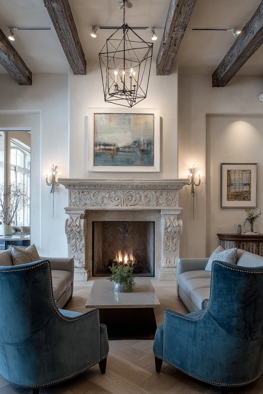 Classical Meets Contemporary: The Limestone Fireplace Fusion