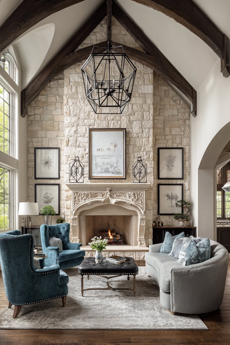 Classical Meets Contemporary: The Limestone Fireplace Fusion