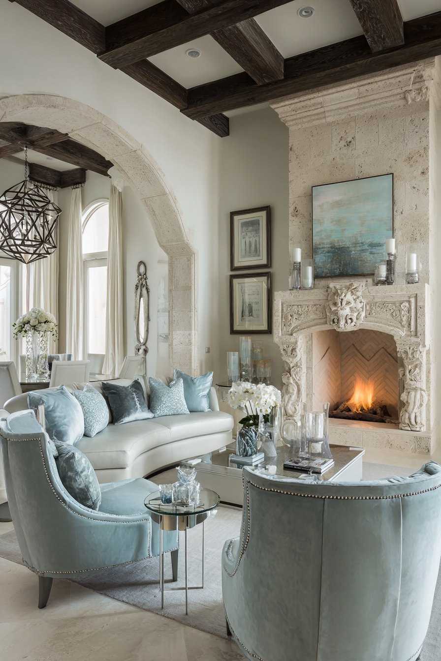 Classical Meets Contemporary: The Limestone Fireplace Fusion