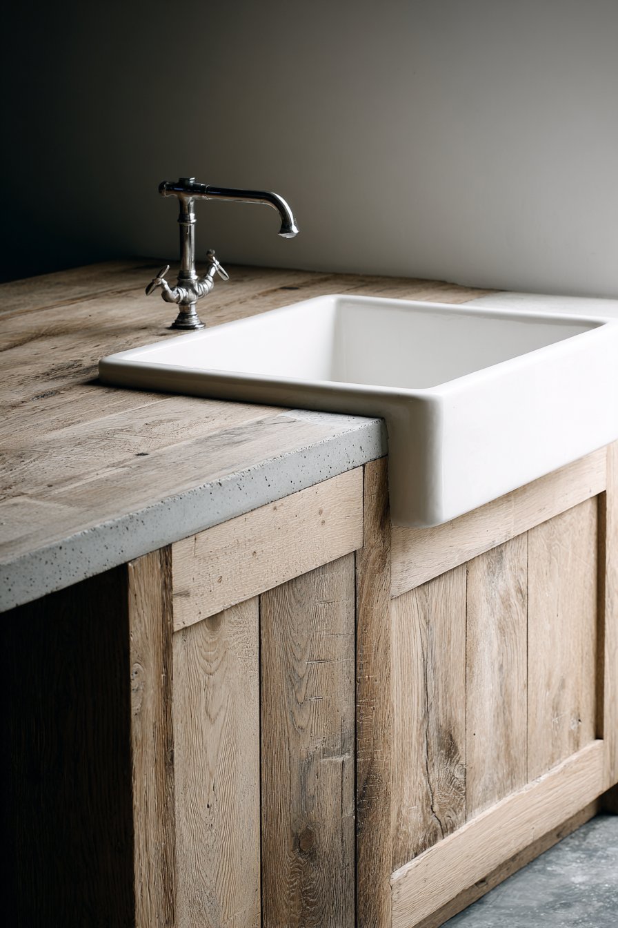 The Natural Material Showcase: Wood Grain and Concrete Harmony