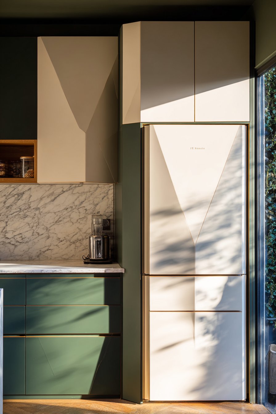 Efficient Galley Kitchen in Cream and Forest Green