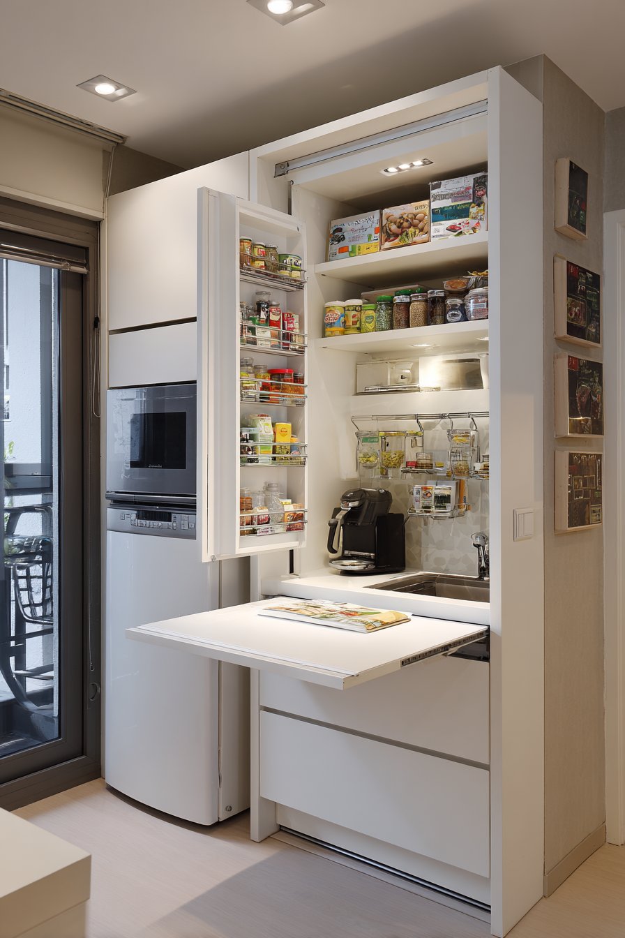 Ultra-Efficient Apartment Kitchen with Space-Saving Innovation