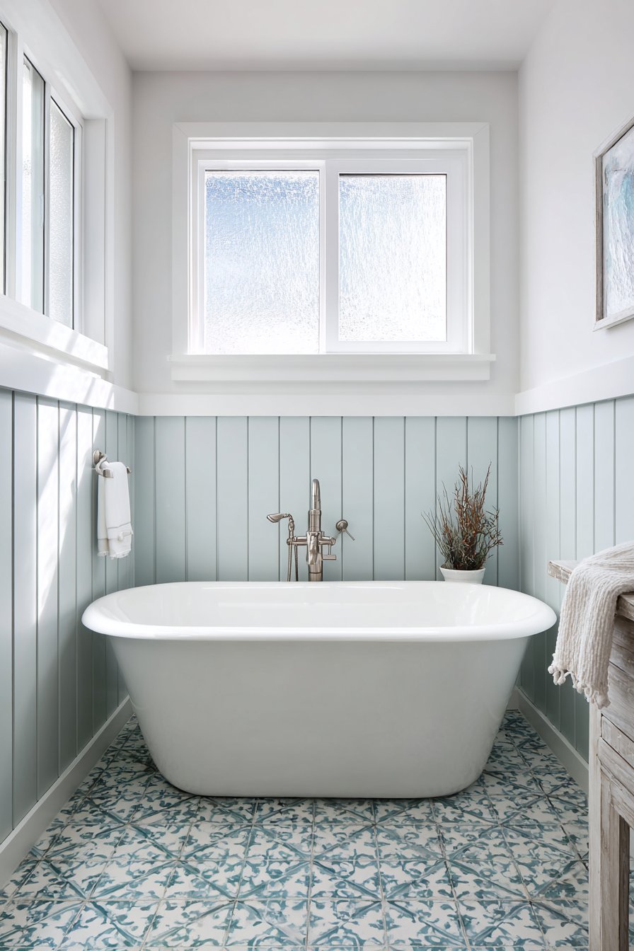 Vintage-Inspired Corner Sink with Freestanding Tub