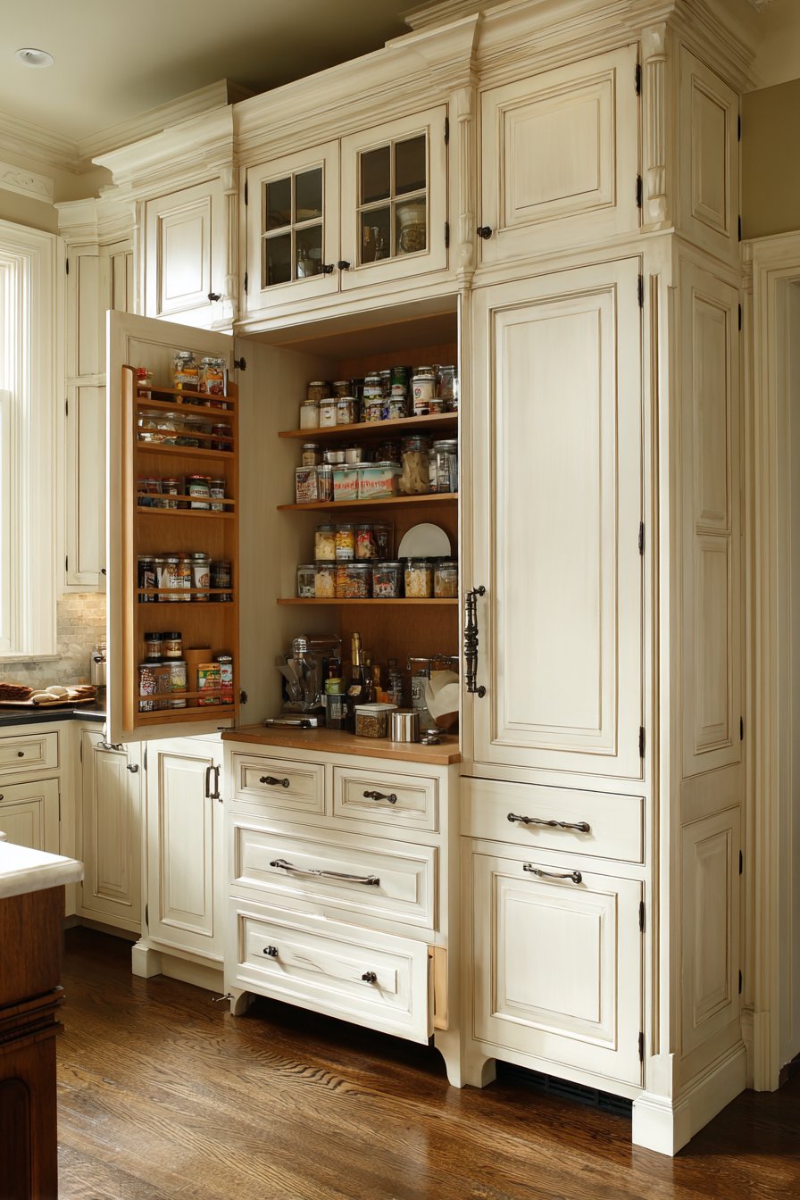 Practical Storage Solutions with Floor-to-Ceiling Pantry Cabinet